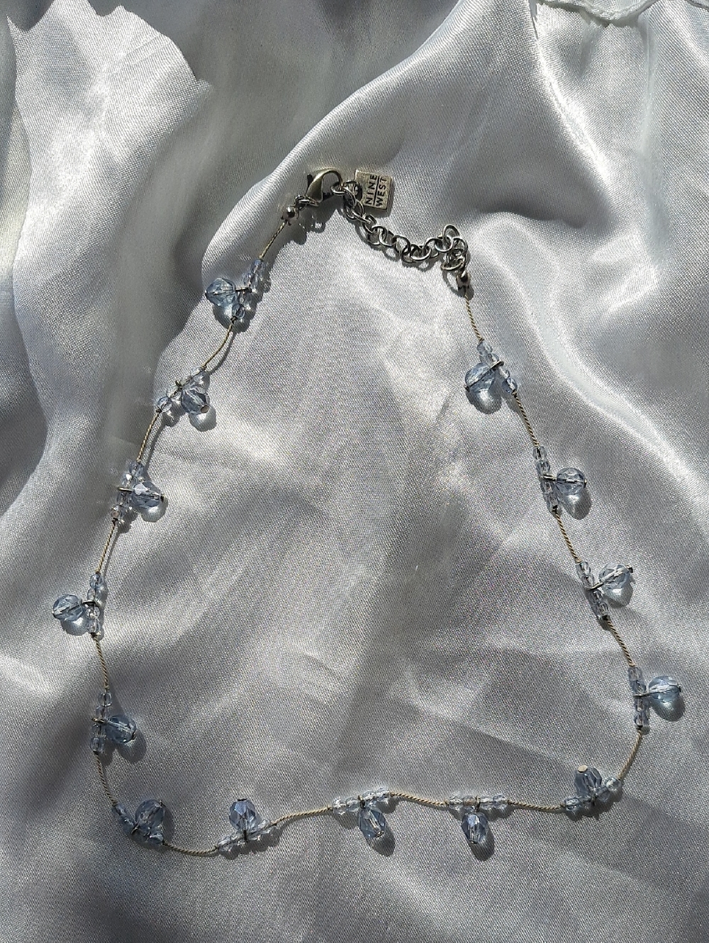 Nine West Light Blue Crystal Drop Necklace